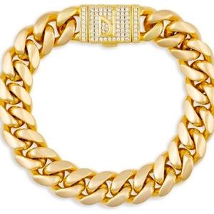 DARKAI 18K Gold-Plated & Cubic Zirconia Cuban-Link Chain Bracelet